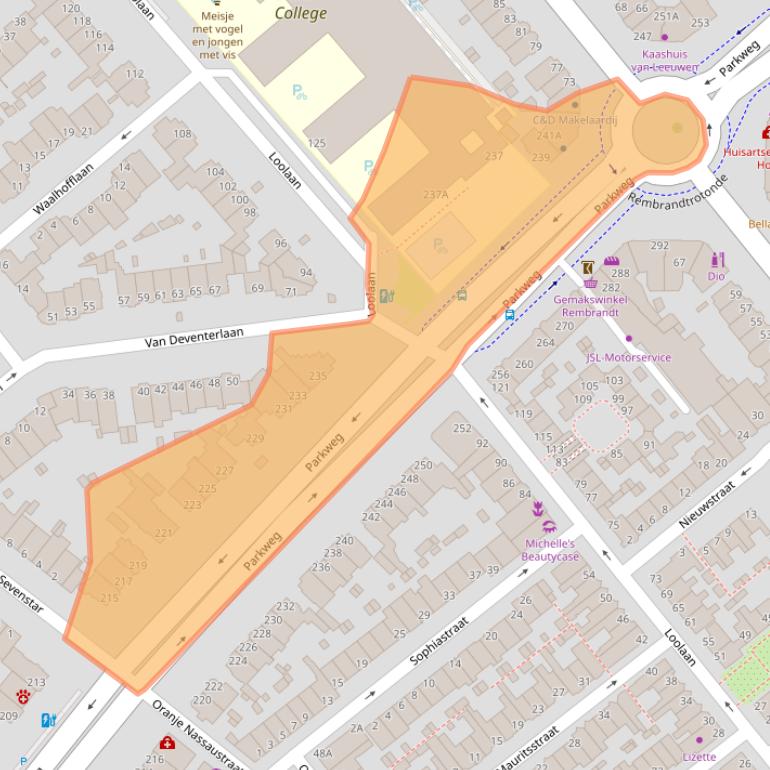 Kaart van postcodegebied 2271BB.