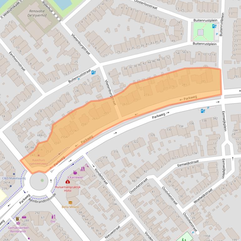 Kaart van postcodegebied 2271BC.
