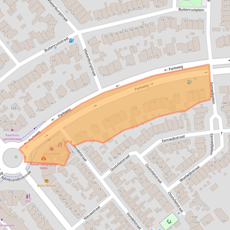 Kaart van postcodegebied 2271BJ.