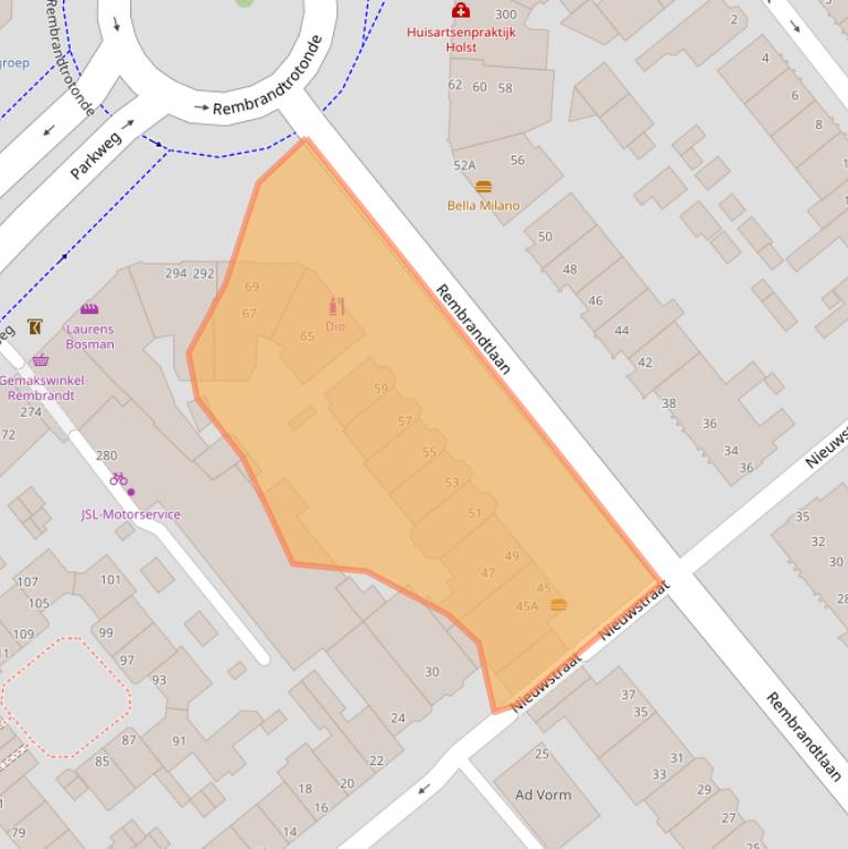 Kaart van postcodegebied 2271GG.