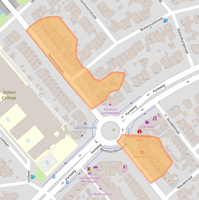 Kaart van postcodegebied 2271GK.