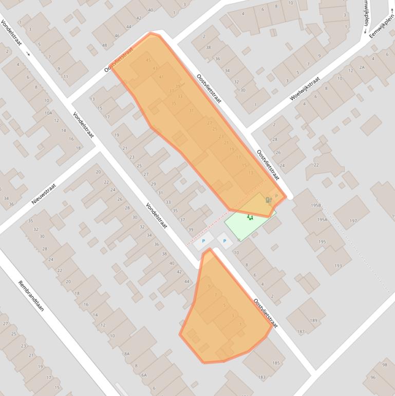 Kaart van postcodegebied 2271RJ.