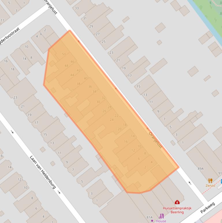 Kaart van postcodegebied 2271XH.