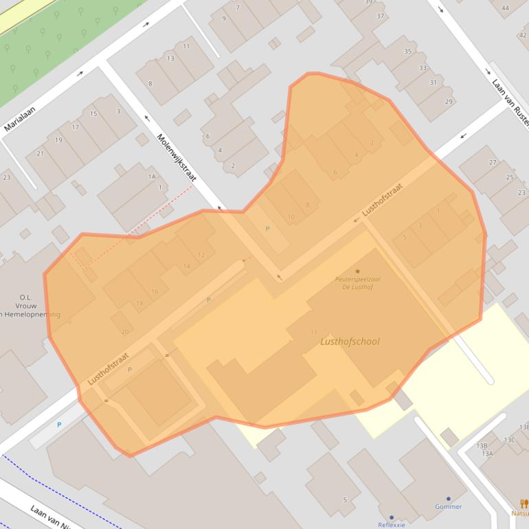 Kaart van postcodegebied 2271XV.