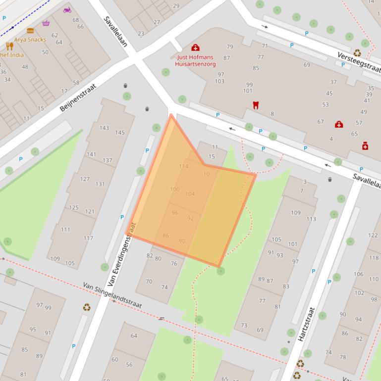 Kaart van postcodegebied 2273JR.