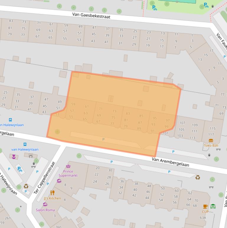 Kaart van postcodegebied 2274BP.