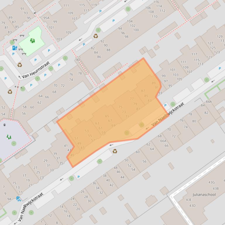 Kaart van postcodegebied 2274NW.