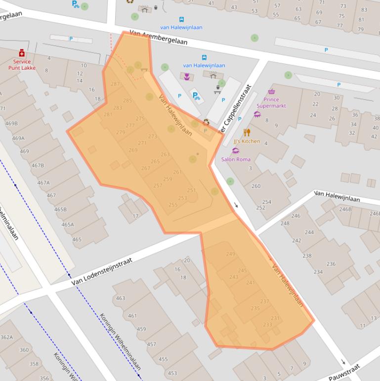 Kaart van postcodegebied 2274TJ.