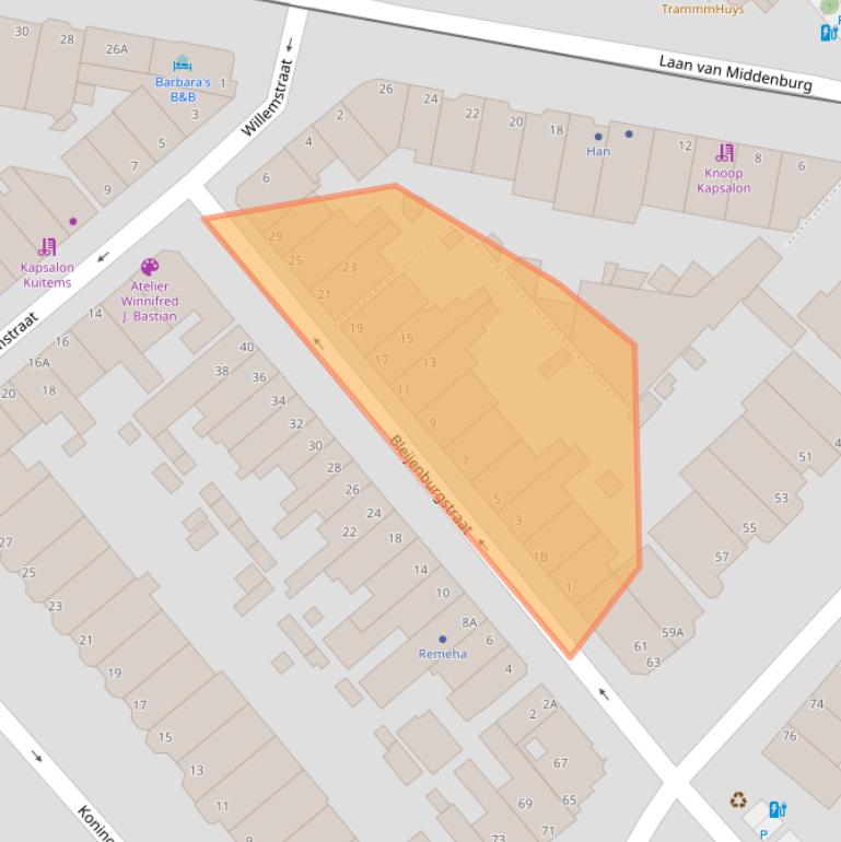 Kaart van postcodegebied 2275CG.