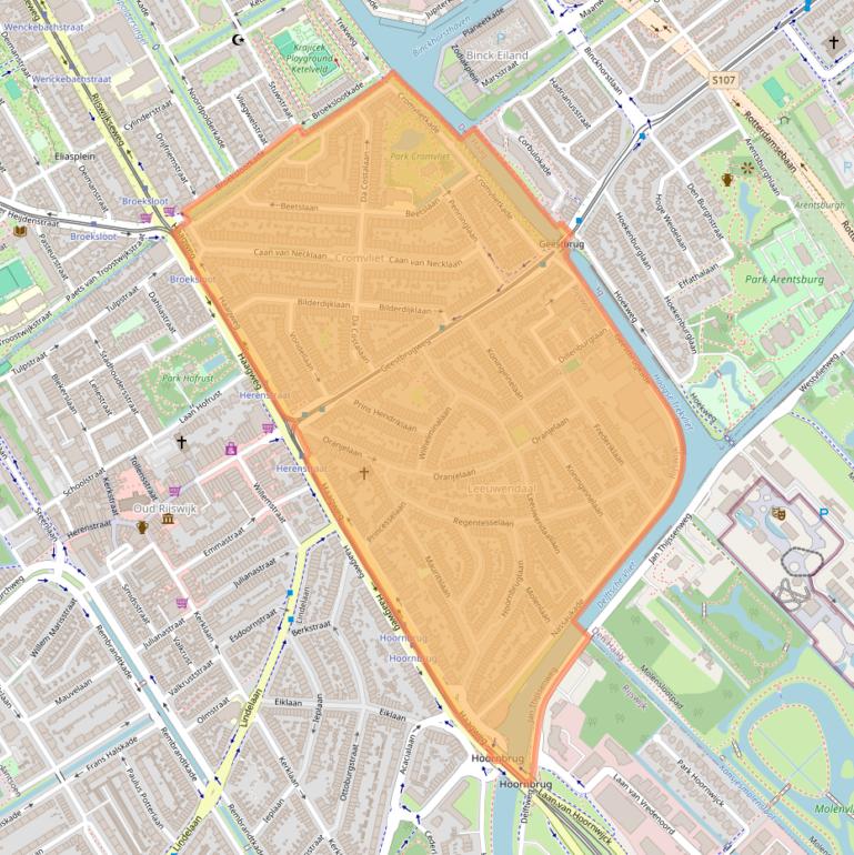 Kaartafbeelding, ingezoomd op postcodegebied 2281.