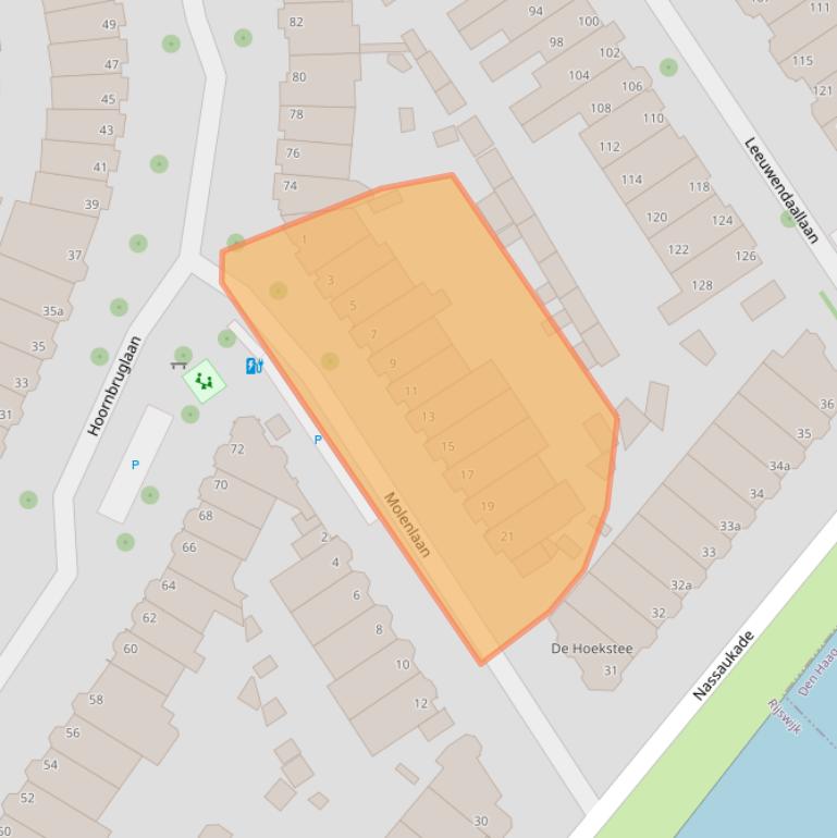 Kaart van postcodegebied 2281XJ.