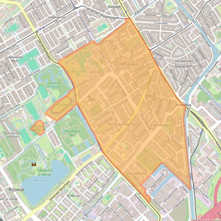 Kaart van postcodegebied 2282.