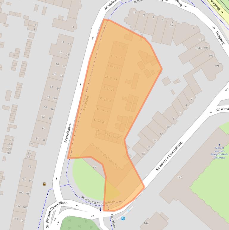 Kaart van postcodegebied 2282AW.