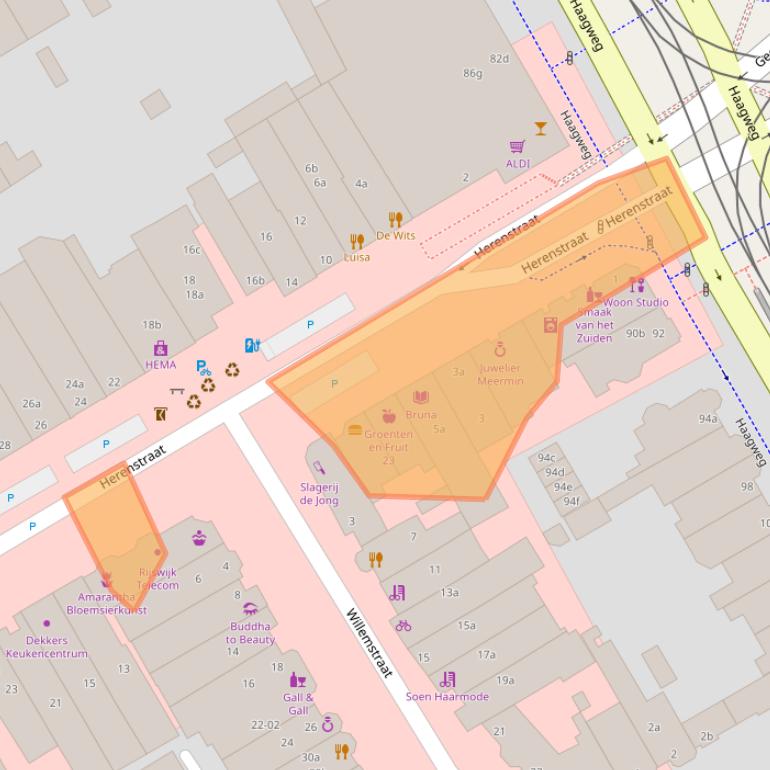 Kaart van postcodegebied 2282BN.