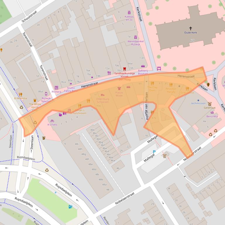 Kaart van postcodegebied 2282BS.