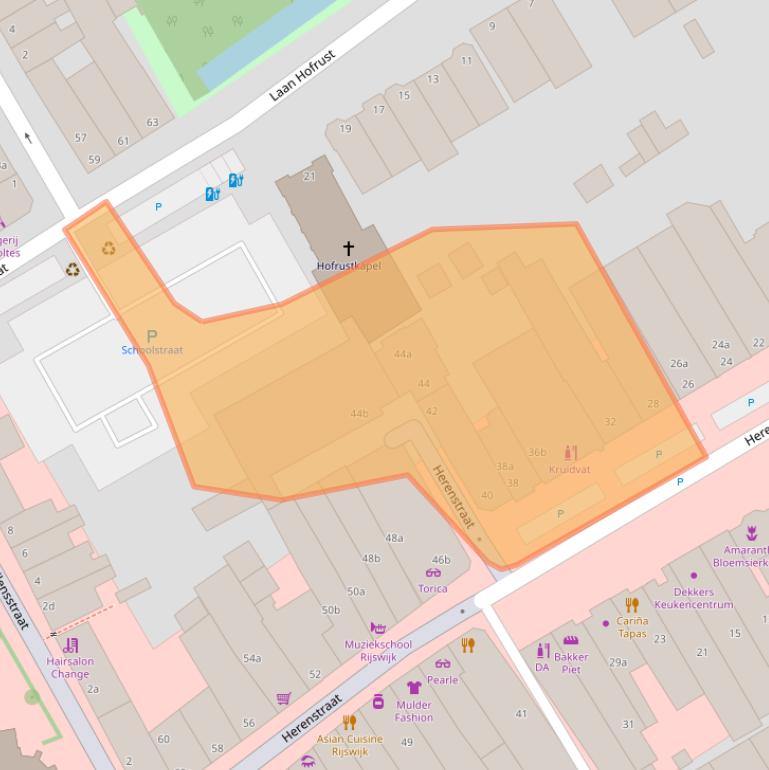 Kaart van postcodegebied 2282BV.