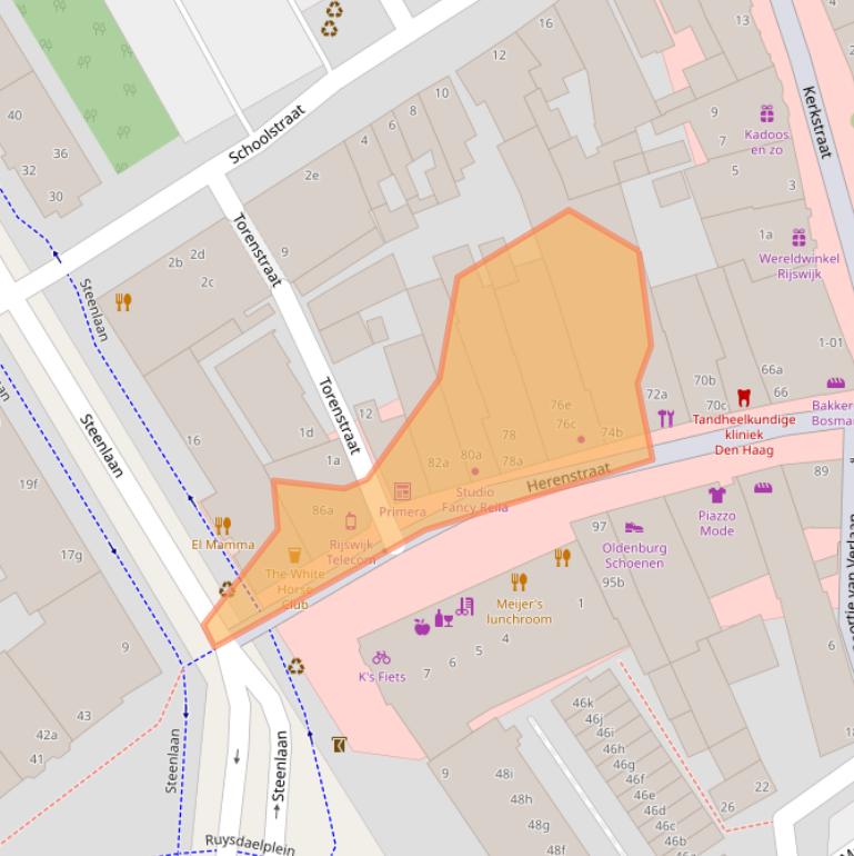 Kaart van postcodegebied 2282CA.