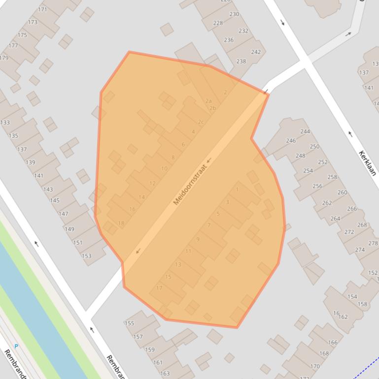 Kaart van postcodegebied 2282EE.