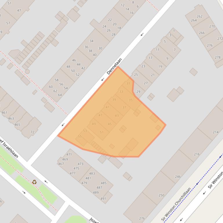 Kaart van postcodegebied 2282JA.