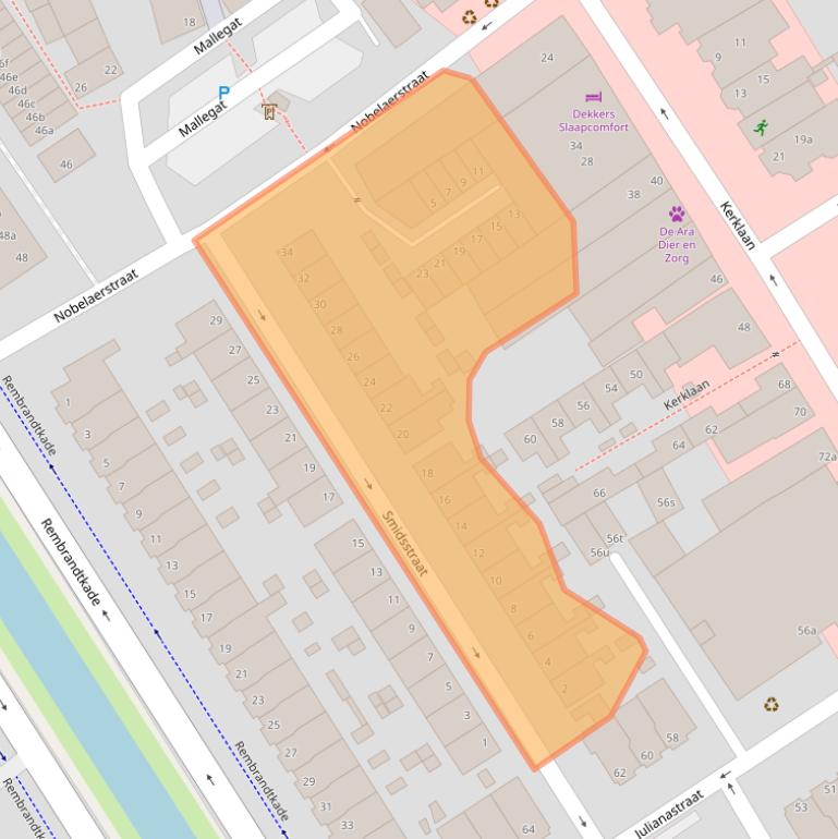 Kaart van postcodegebied 2282RJ.