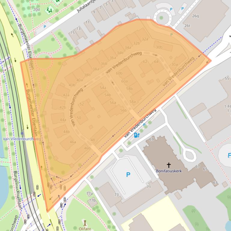 Kaart van postcodegebied 2282SJ.