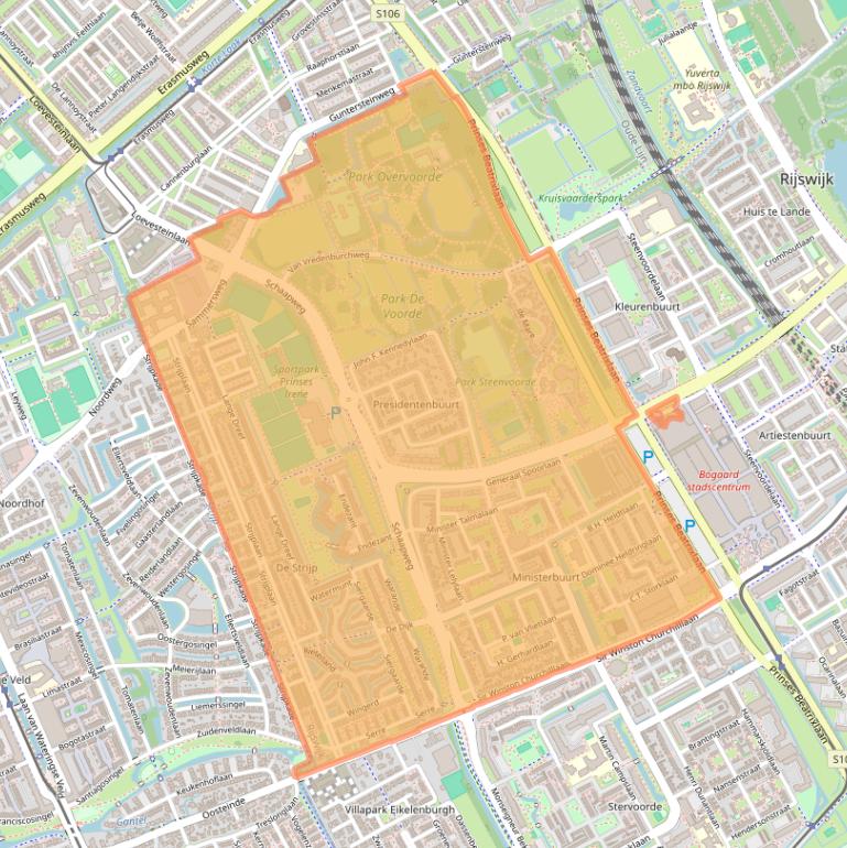 Kaart van postcodegebied 2285.