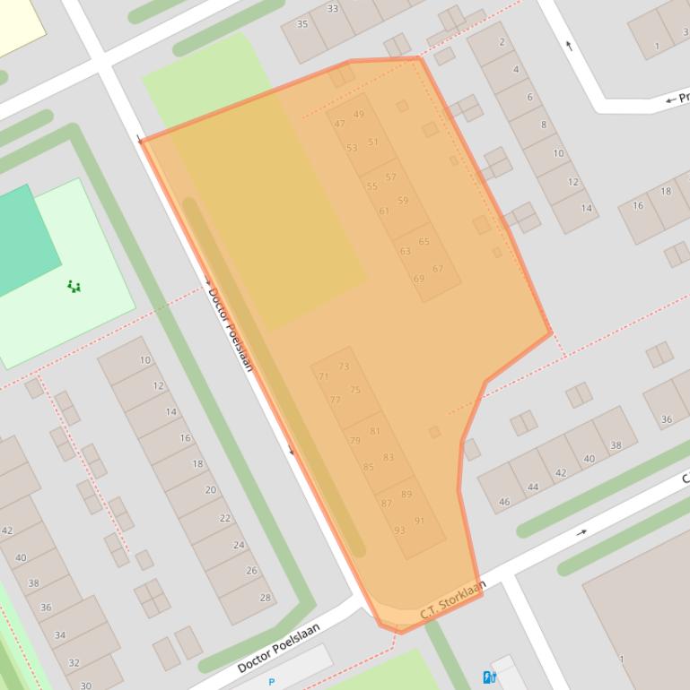 Kaart van postcodegebied 2285VE.