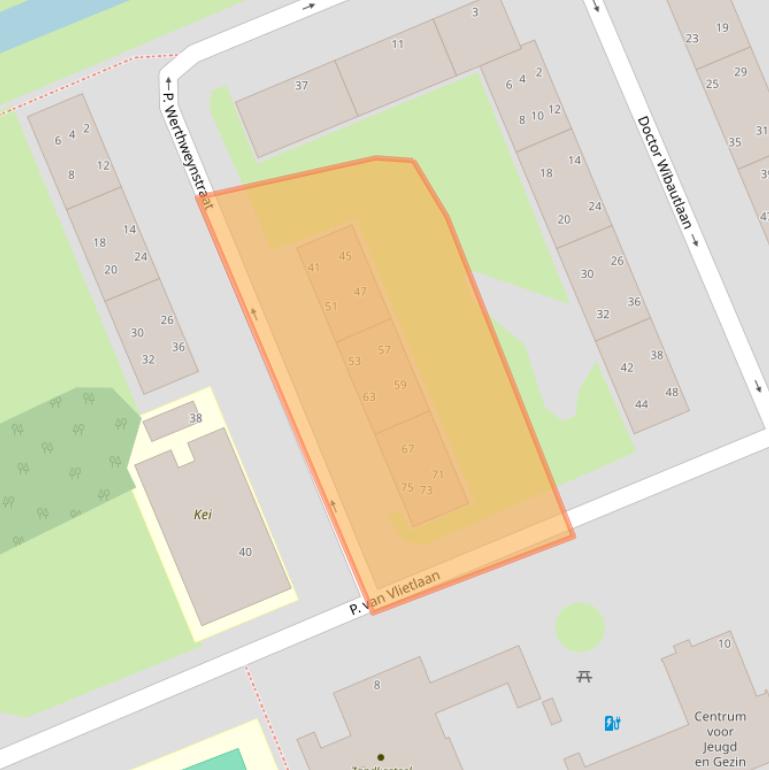 Kaart van postcodegebied 2285XE.