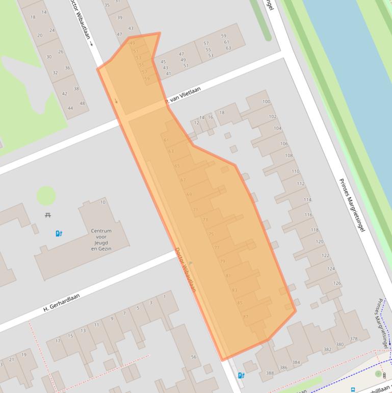 Kaart van postcodegebied 2285XJ.