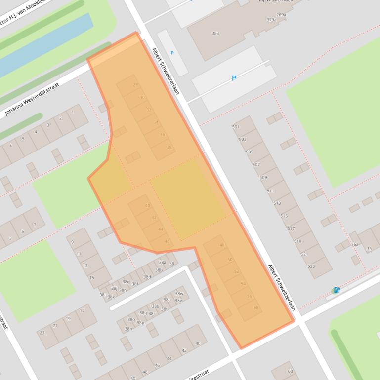 Kaart van postcodegebied 2286JJ.