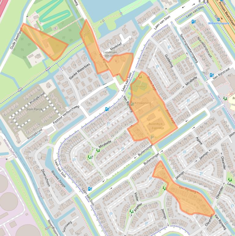 Kaart van postcodegebied 2286KC.