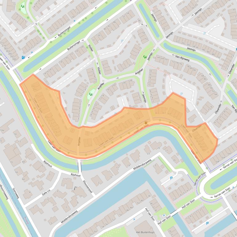 Kaart van postcodegebied 2286LZ.