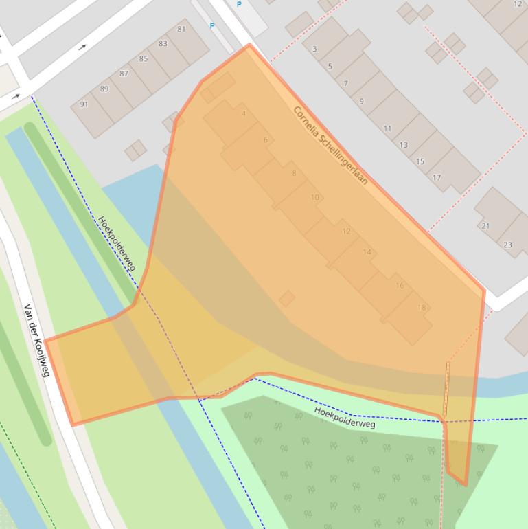 Kaart van postcodegebied 2286MB.