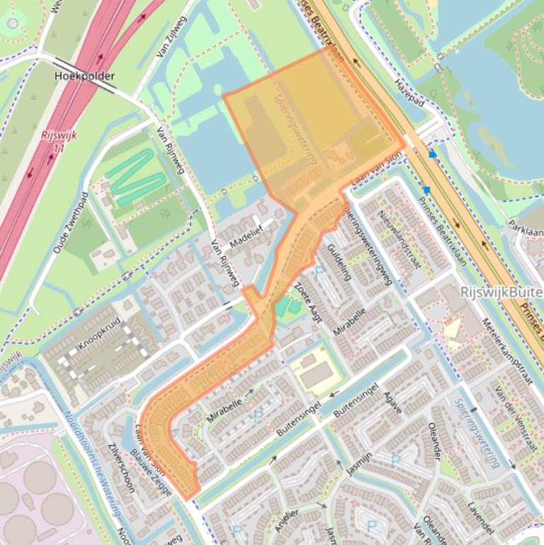 Kaart van postcodegebied 2286WB.