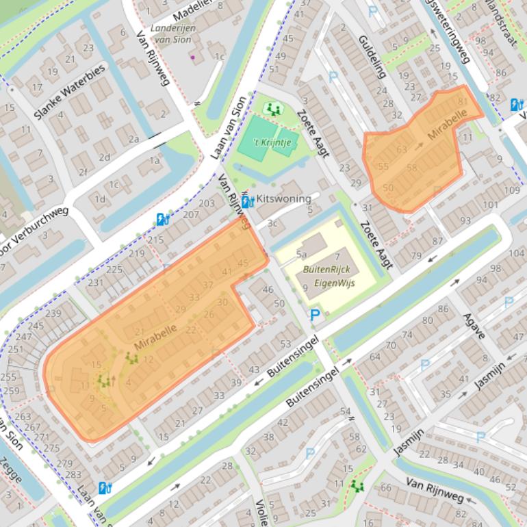 Kaart van postcodegebied 2286WC.