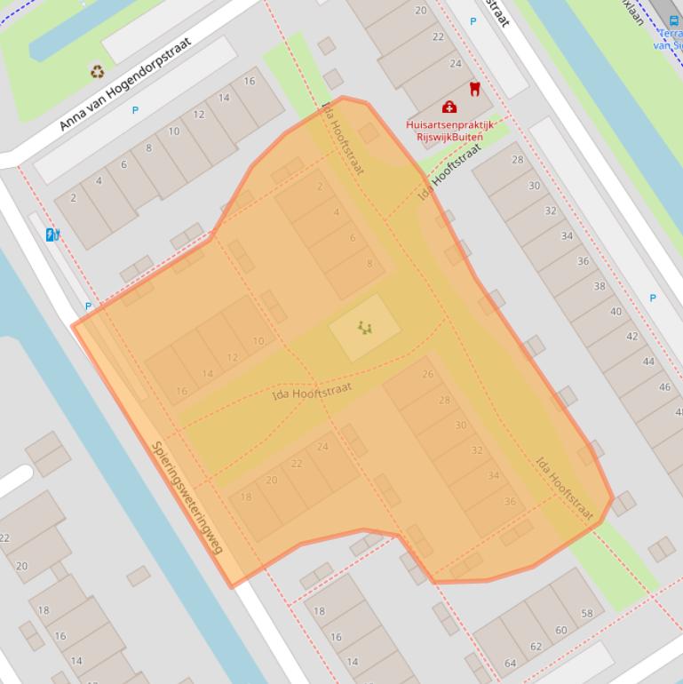 Kaart van postcodegebied 2286XV.