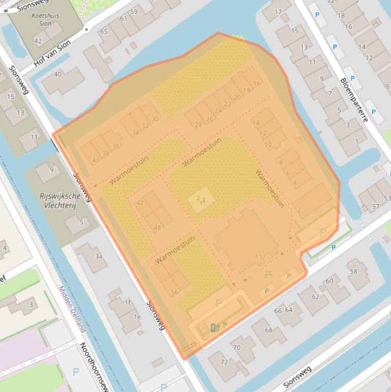 Kaart van postcodegebied 2286XZ.