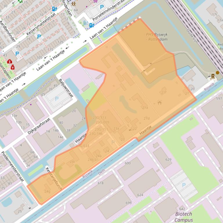 Kaart van postcodegebied 2288CW.