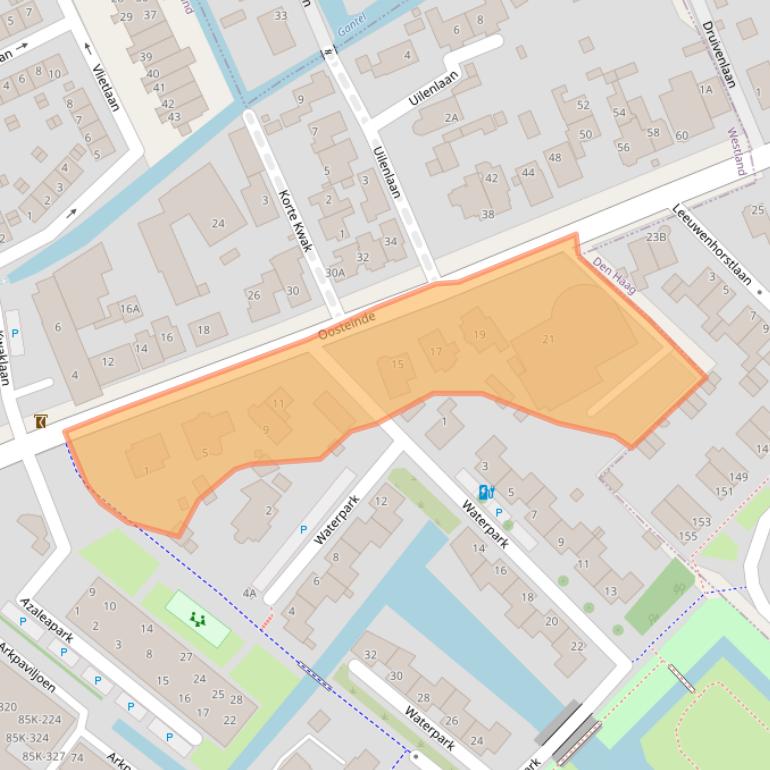 Kaart van postcodegebied 2291AA.