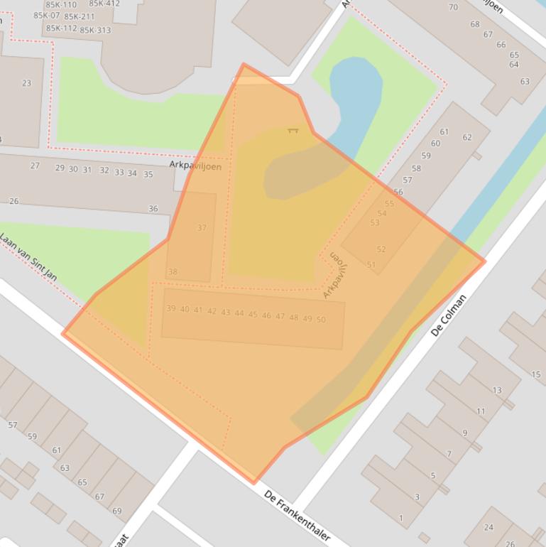 Kaart van postcodegebied 2291BT.