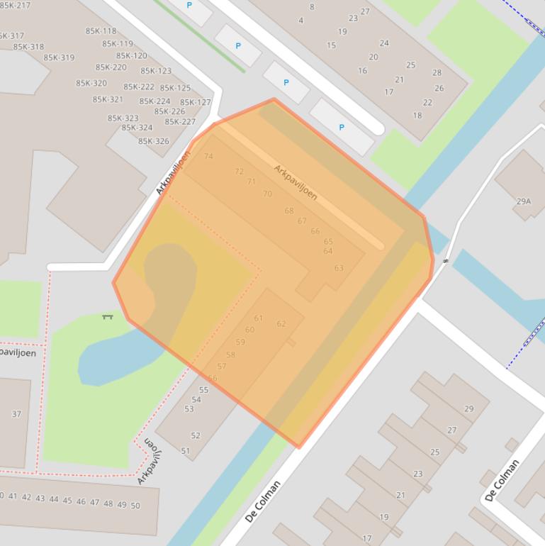 Kaart van postcodegebied 2291BV.