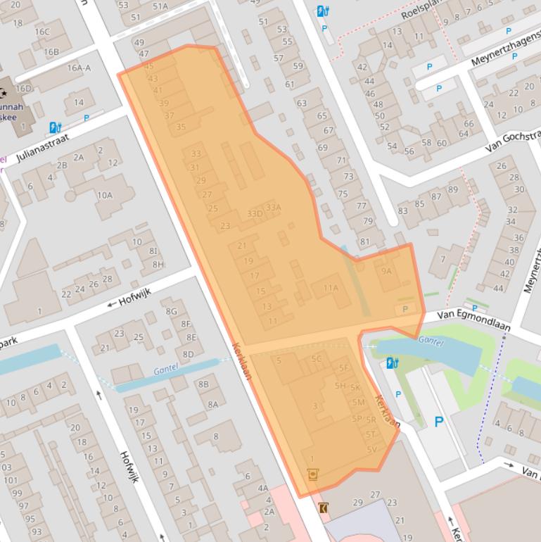 Kaart van postcodegebied 2291CD.