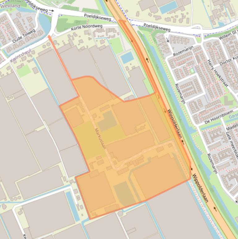 Kaart van postcodegebied 2291GG.