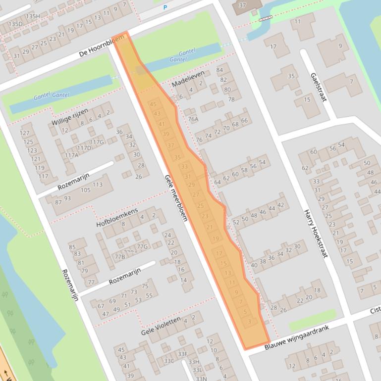 Kaart van postcodegebied 2291GW.