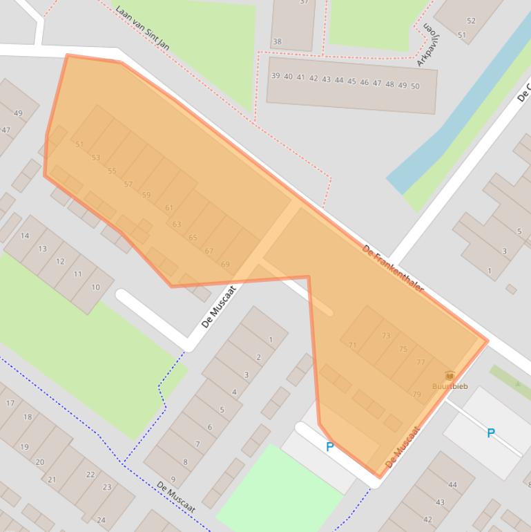 Kaart van postcodegebied 2291JB.