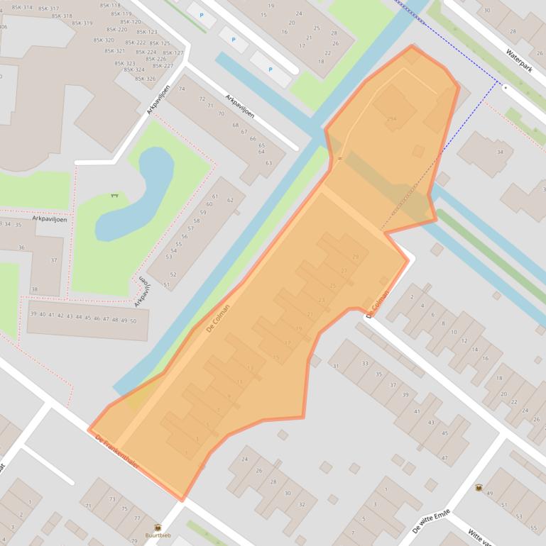 Kaart van postcodegebied 2291JK.