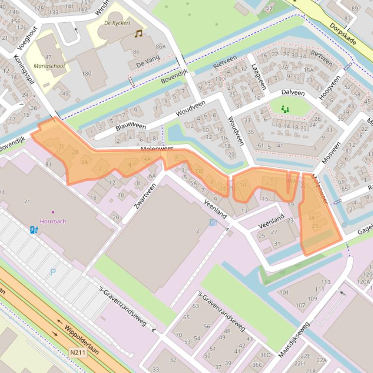 Kaart van postcodegebied 2291NR.