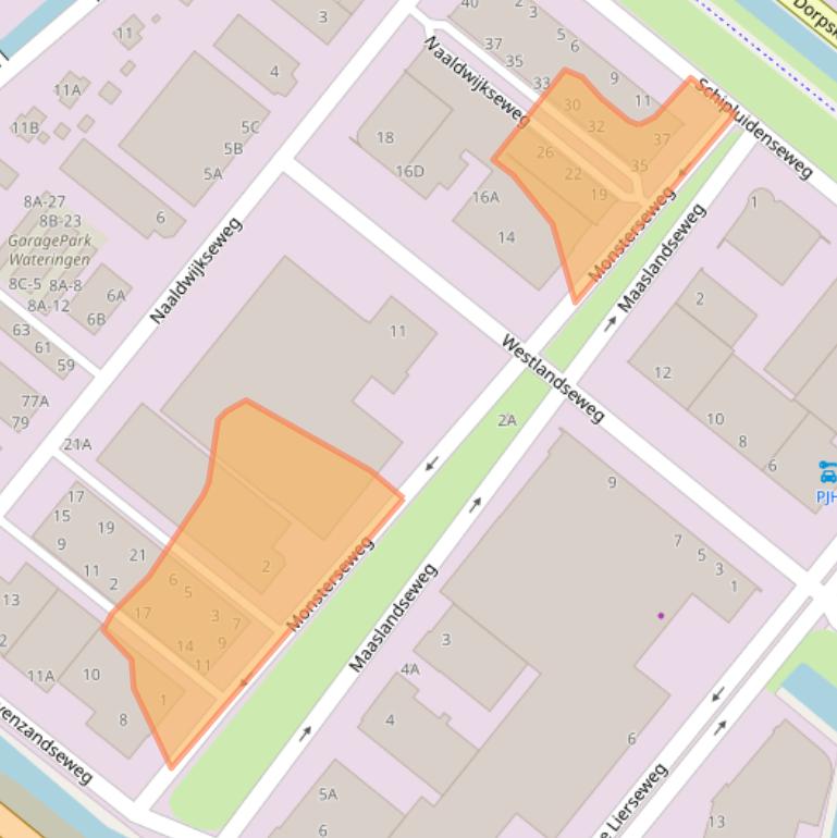 Kaart van postcodegebied 2291PB.