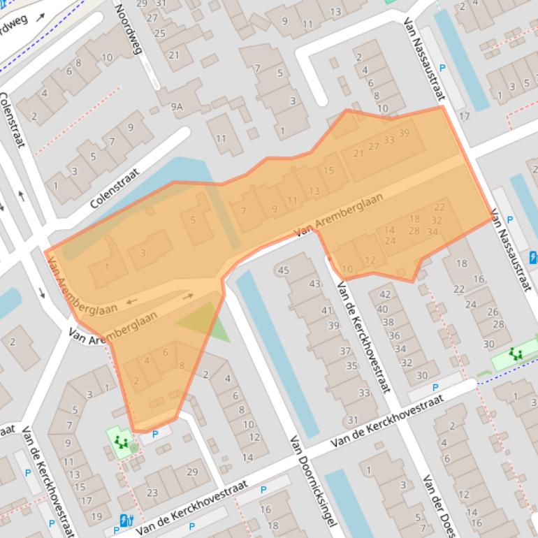 Kaart van postcodegebied 2291RC.
