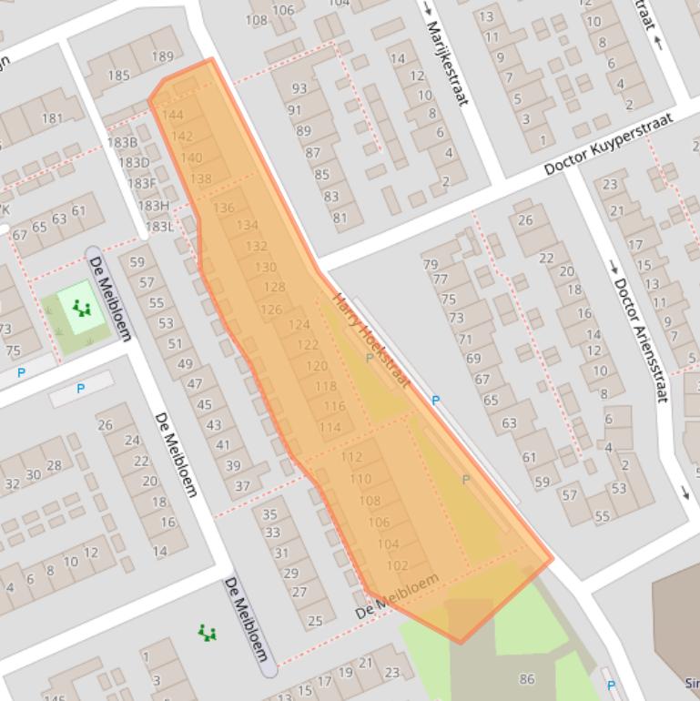 Kaart van postcodegebied 2291ST.